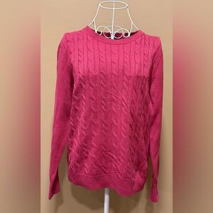 Talbots Women’s Petite XL Cable Knit Sweater Pink NWT Crewneck Lambswool